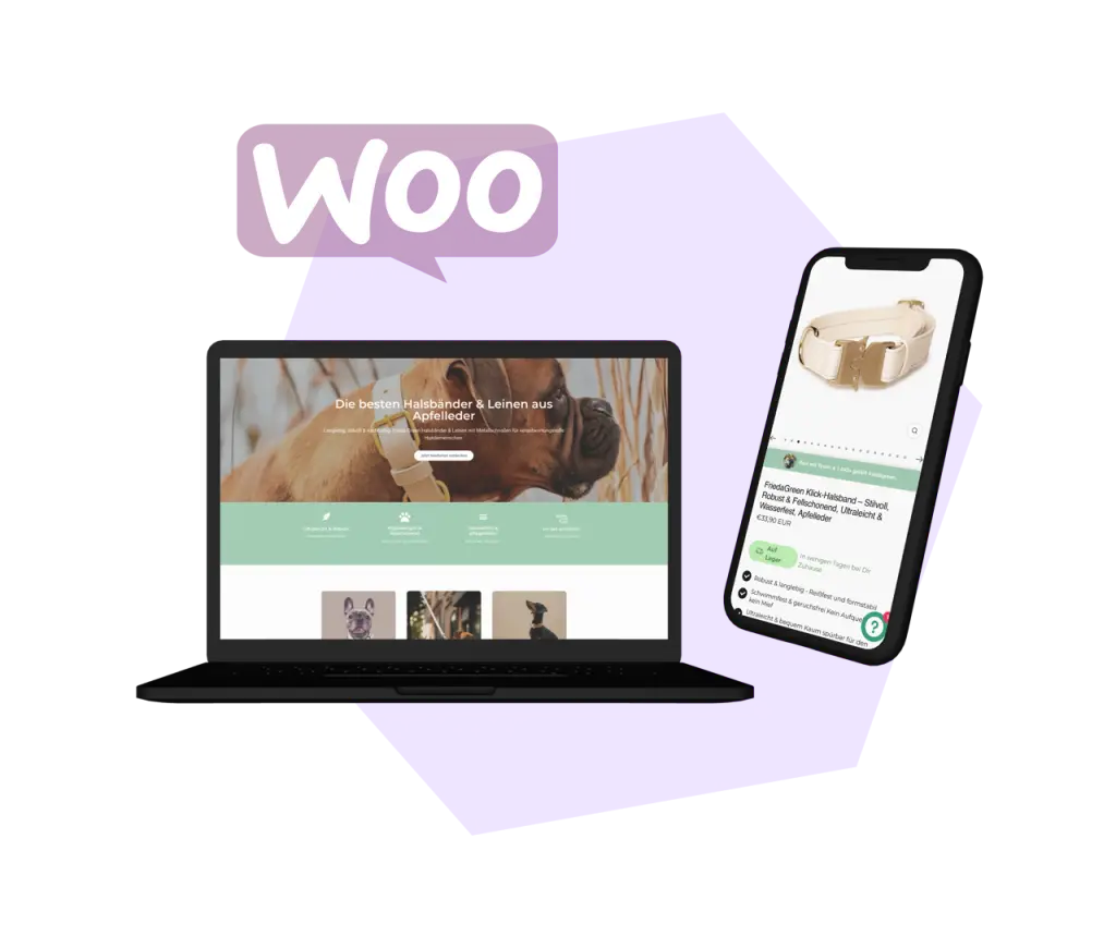 Laptop und Smartphone mit responsivem WooCommerce-Shop