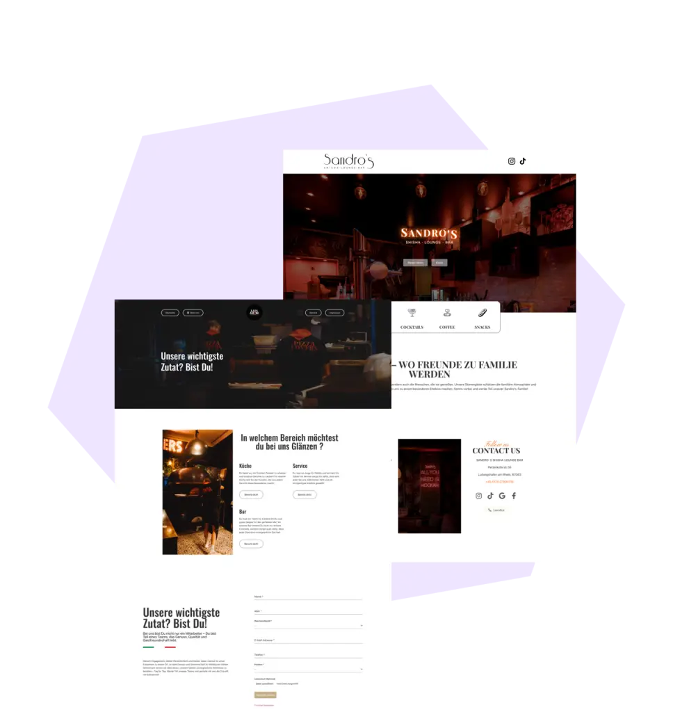 Webdesign-Beispiele für Shisha Lounge in Grünstadt und Restaurant in Mannheim