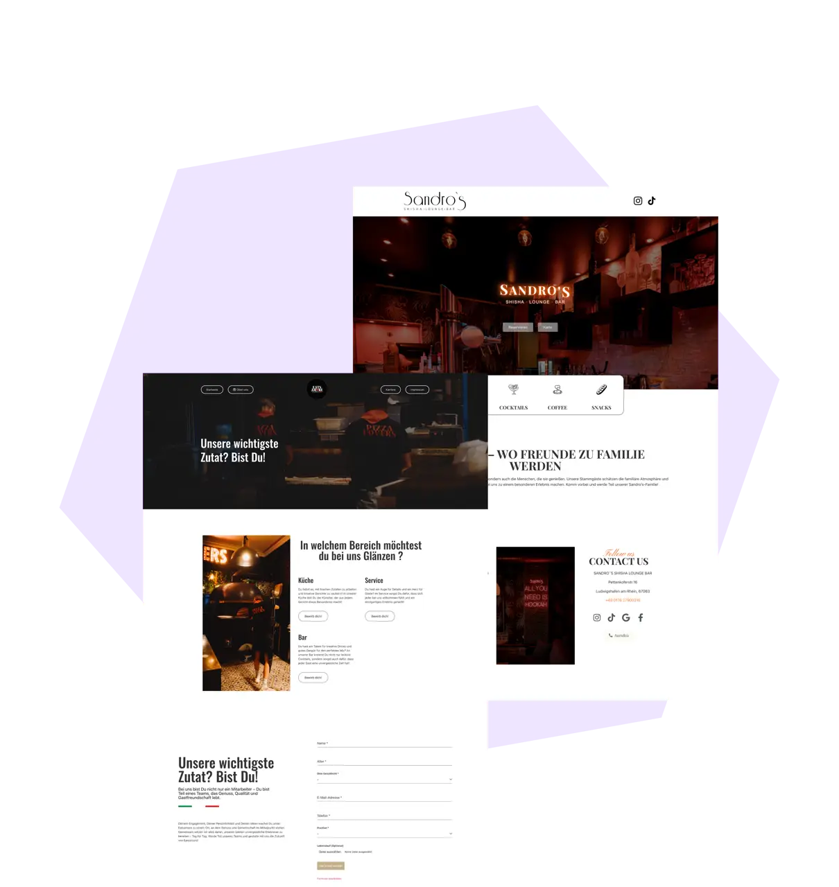 Webdesign-Beispiele für Shisha Lounge in Grünstadt und Restaurant in Mannheim