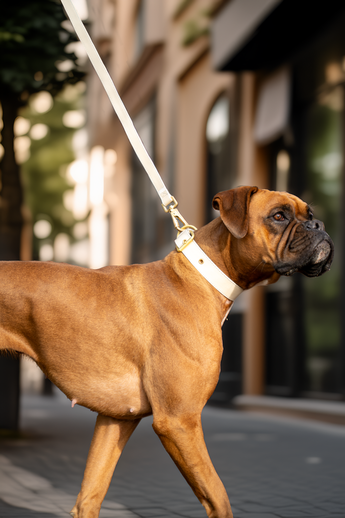 Action Fotografie für Hunde Zubehör Marken FriedaGreen Deutschland mit Model Hunden und veganen Apfelleder Halsbändern