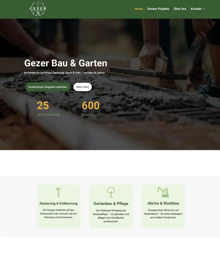 Webdesign & SEO für Gezer Bau & Garten in Alsheim – moderne Firmenwebsite