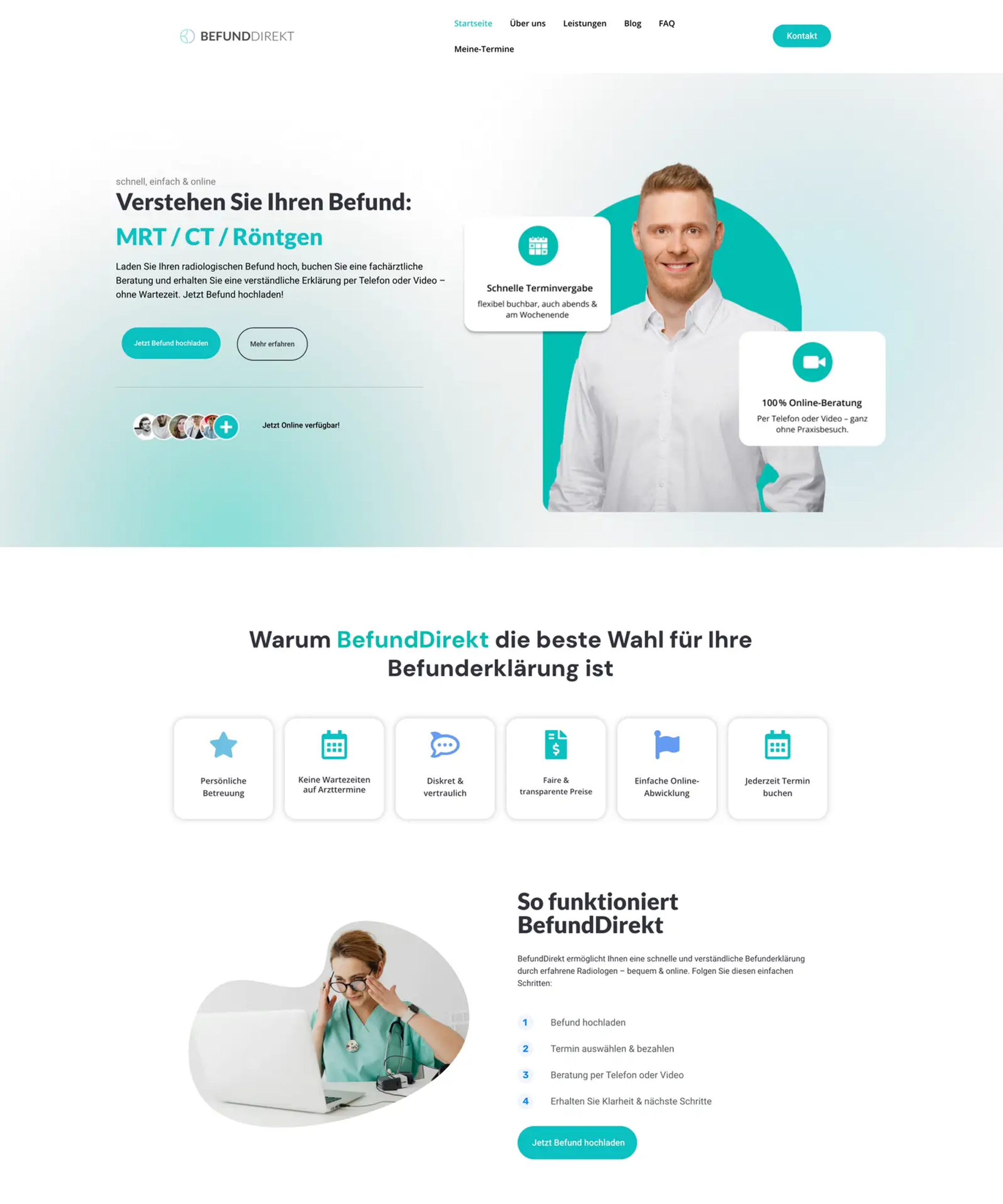 Online Plattform Entwicklung für Arztpraxen BefundDirekt Frankfurt mit digitaler Terminbuchung und sicherem Befund Upload