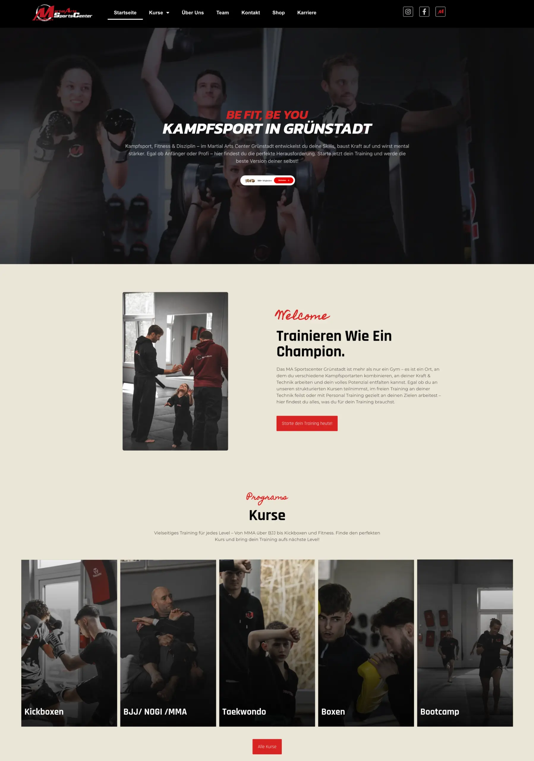 Webdesign für Kampfsportschulen