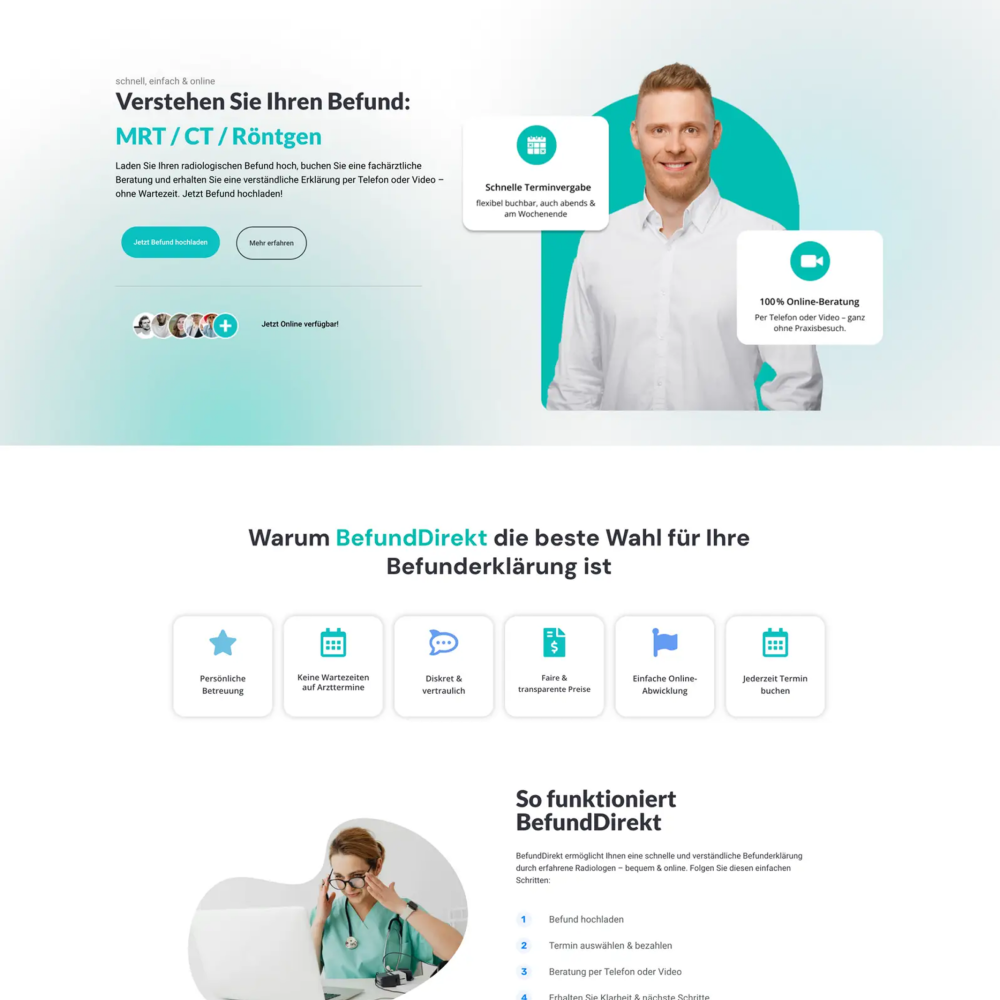 Online Plattform Entwicklung für Arztpraxen BefundDirekt Frankfurt mit digitaler Terminbuchung und sicherem Befund Upload