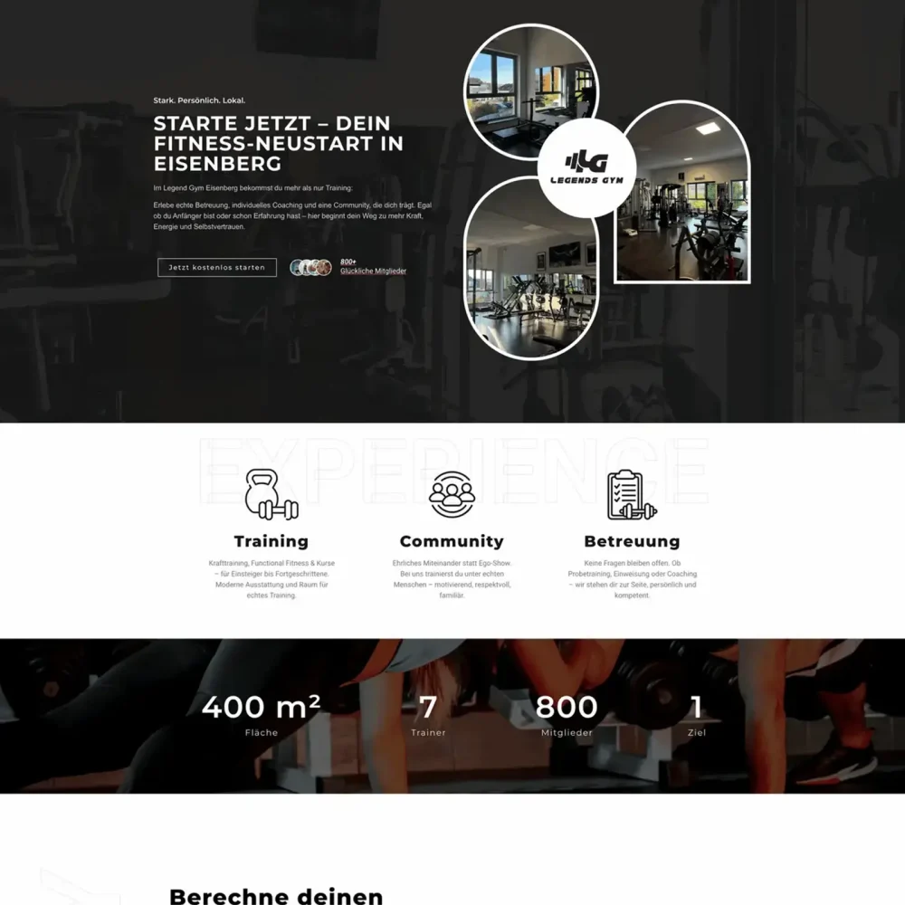 Webdesign und SEO für Fitnessstudios LegendsGym Eisenberg mit moderner WordPress Website und optimierter Mitgliederansprache