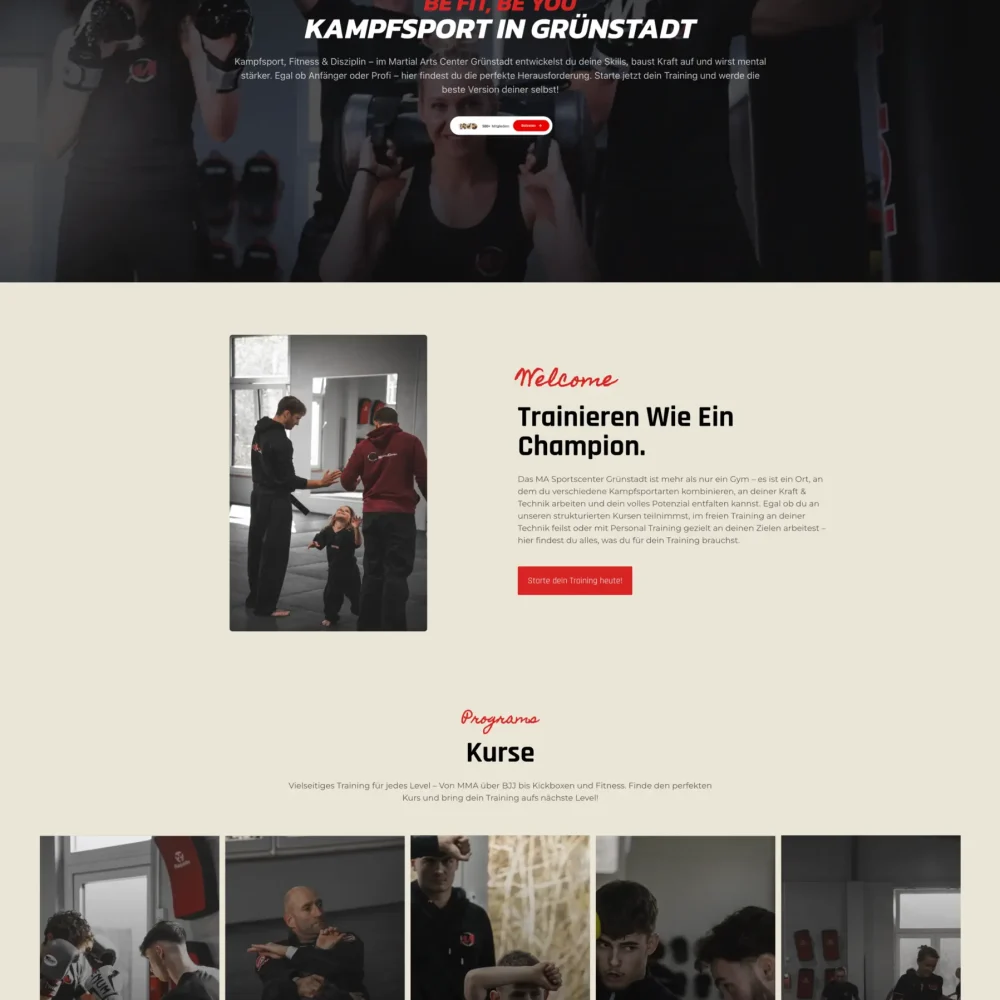Webdesign für Kampfsportschulen